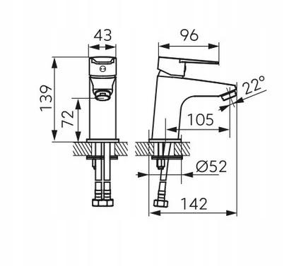 FERRO Bateria umywalkowa RITTO stojąca, korek z tworzywa click-clack czarny