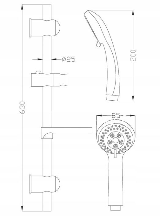 INVENA ZESTAW NATRYSKOWY NA DRĄŻKU HIUMA 3F