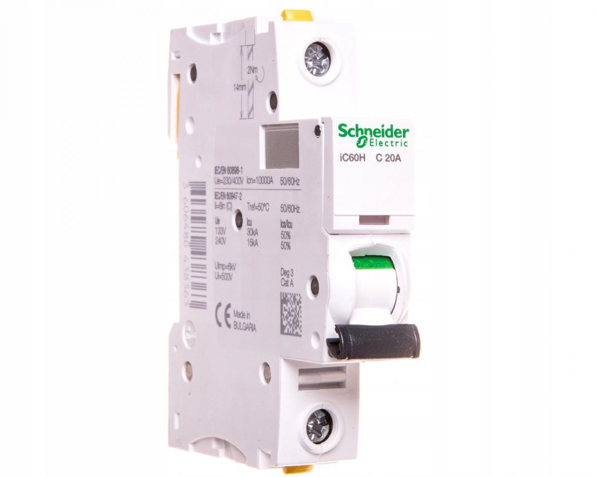 SCHNEIDER ELECTRIC Wyłącznik nadprądowy iC60H-C20-1 C 20A 1-biegunowy