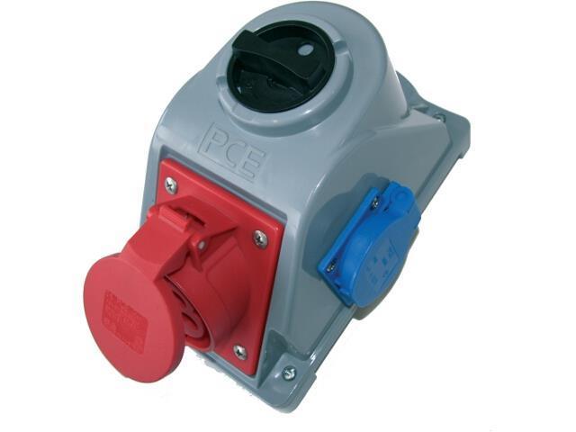Gniazdo stałe z wyłącznikiem typ Combo-Pol 32A 400V 3P+Z+N, gniazdo 230V,