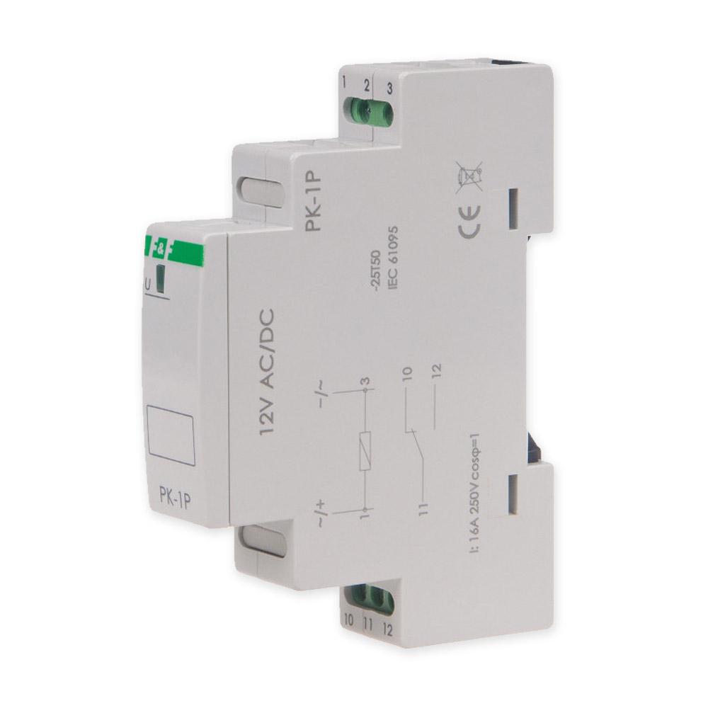 F&F Przekaźnik elektromagnetyczny PK-1P 12V AC/DC, styk: 1P I=16A, 1 moduł