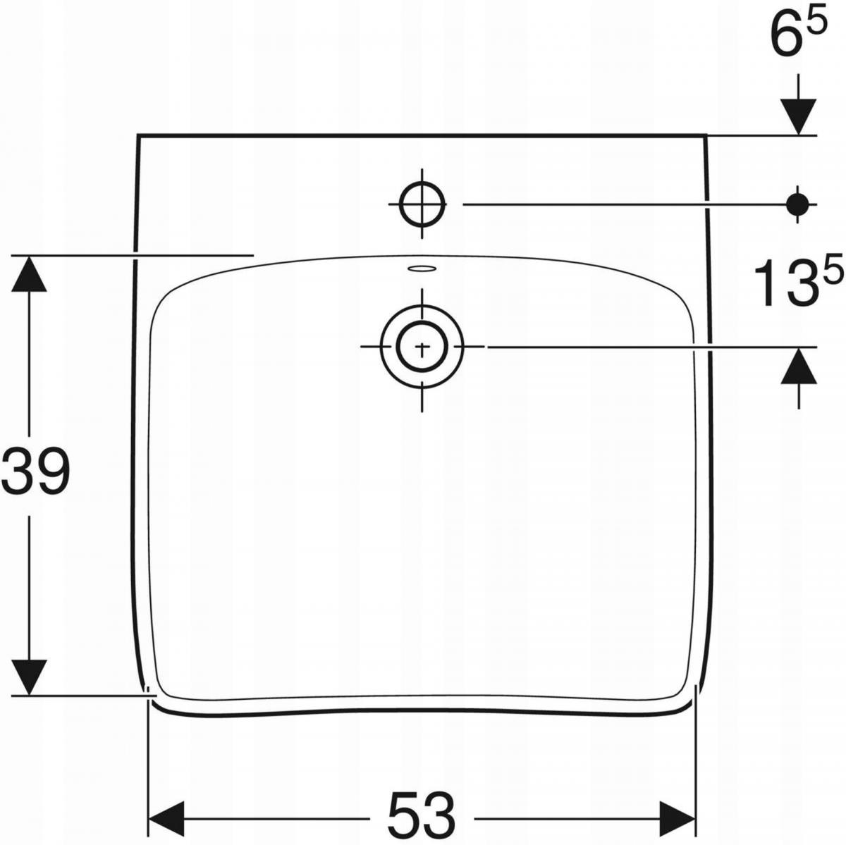 Umywalka Selnova Comfort B60 cm, H15 cm, T55 cm, z przelewem, z otworem na