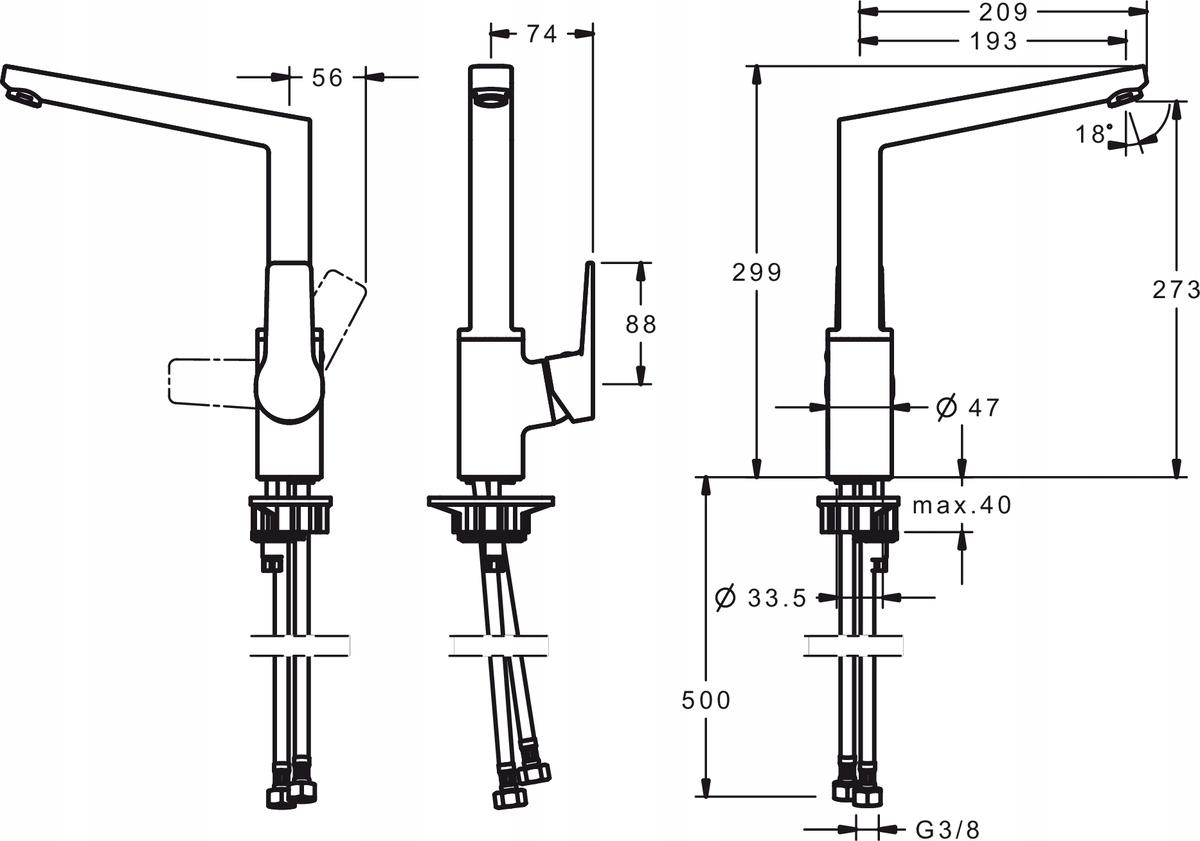 ORAS Twista, bateria kuchenna obrotowa czarna 48h