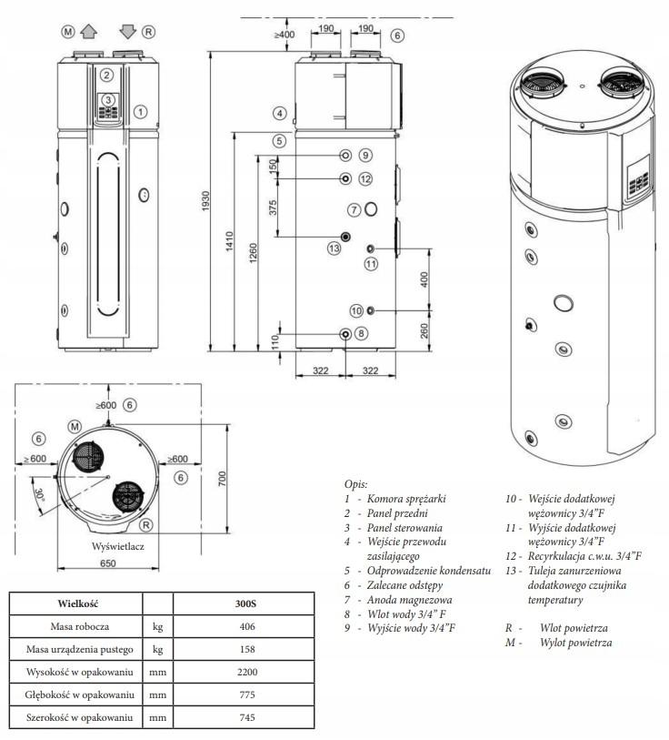 Pompa ciepła do c.w.u. IMMERWATER 300 S V5