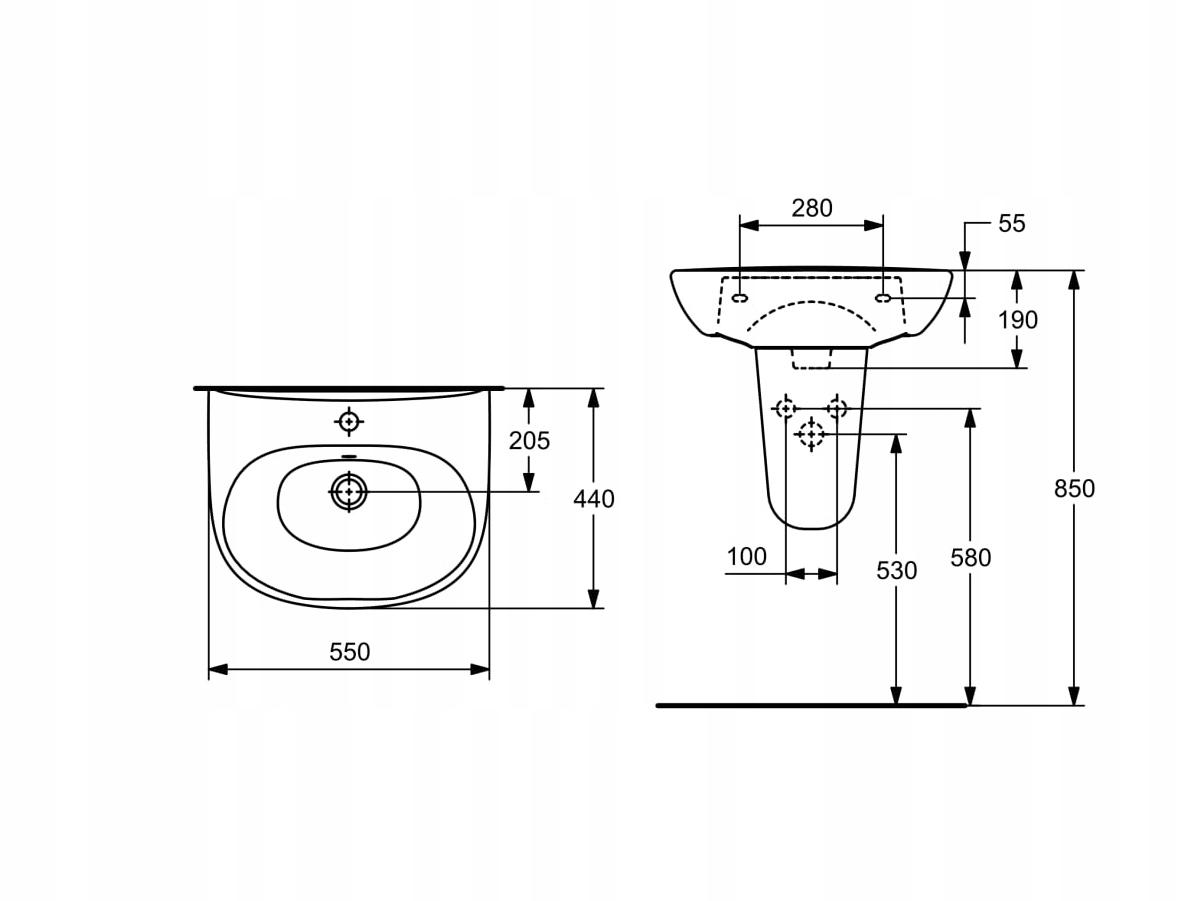 Roca Umywalka Madalena 55x44 cm ścienna 48h