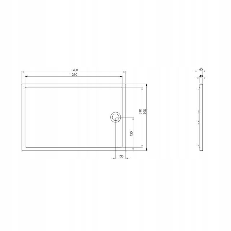 Brodzik akrylowy prostokątny 90x140x4 cm ROCA GRANDA