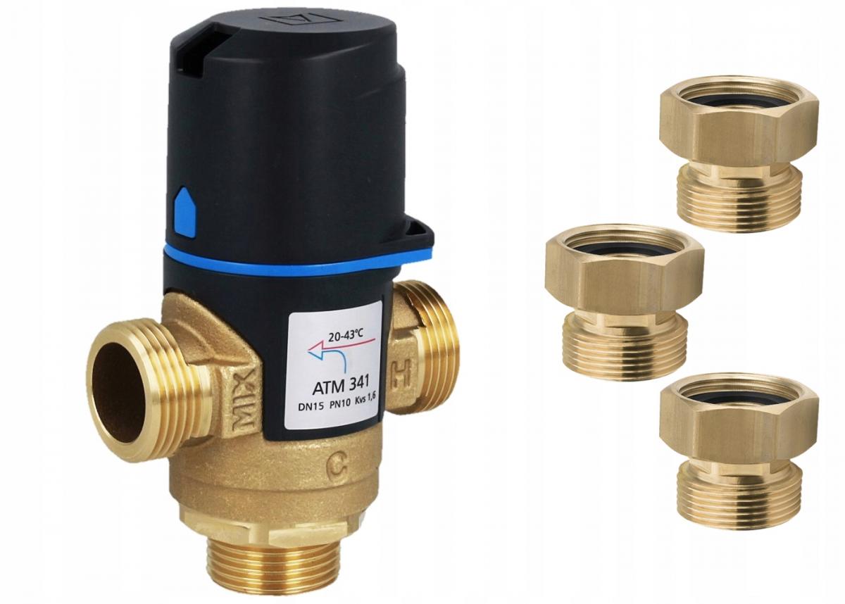 Zawór mieszający termostatyczny ATM 341 DN 15 3/4 GZ 10 bar Kvs 1.6 20-43°C