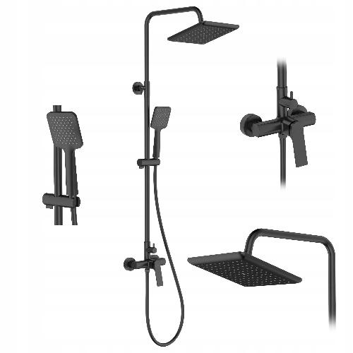 INVENA DESZCZOWNIA Z BATERIĄ NATRYSKOWĄ NERI INVENA TREND CZARNA