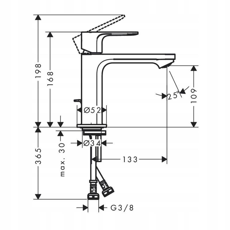 Bateria umywalkowa stojąca HANSGROHE REBRIS E 110 1uchw 1-otw czarna matowa