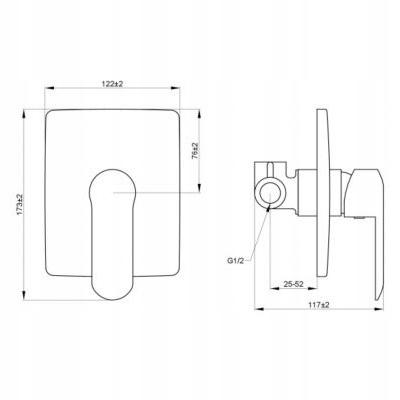 Bateria natryskowa INVENA podtynkowa GLAMOUR 1-funkcyjna 48h