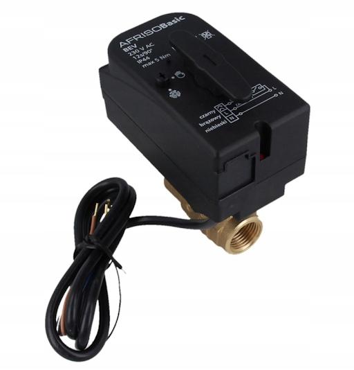 AFRISO 2-drogowy zawór kulowy z siłownikiem BEV DN25 Rp1 Kvs 60 m3/h 230 V