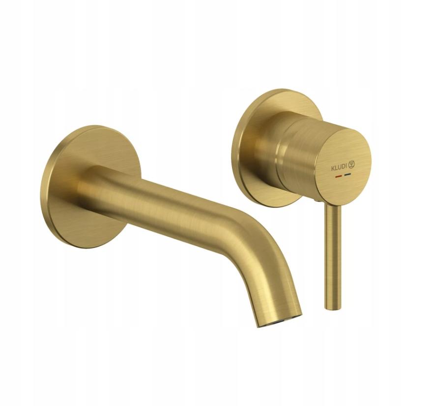 Bateria umywalkowa ścienna KLUDI BOZZ 1-uchwytowa 2-otw złoty szczotkowany