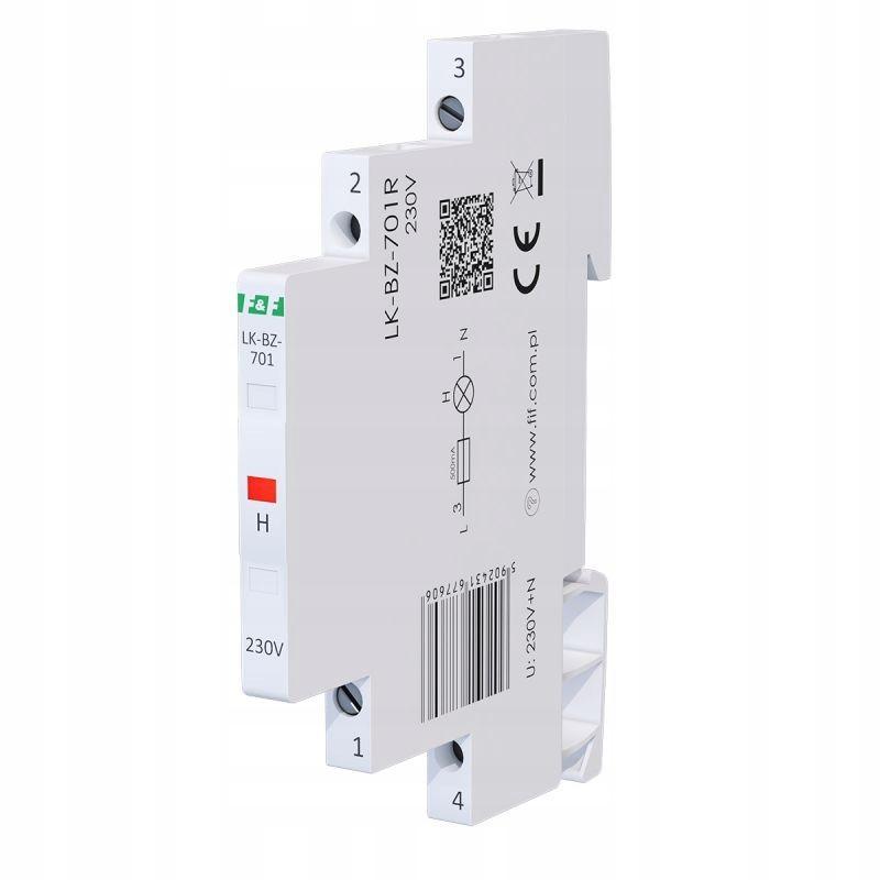 Lampka kontrolna zasilania z zabezpieczeniem LK-BZ-701R 1/3S 230V 1xLED CZE