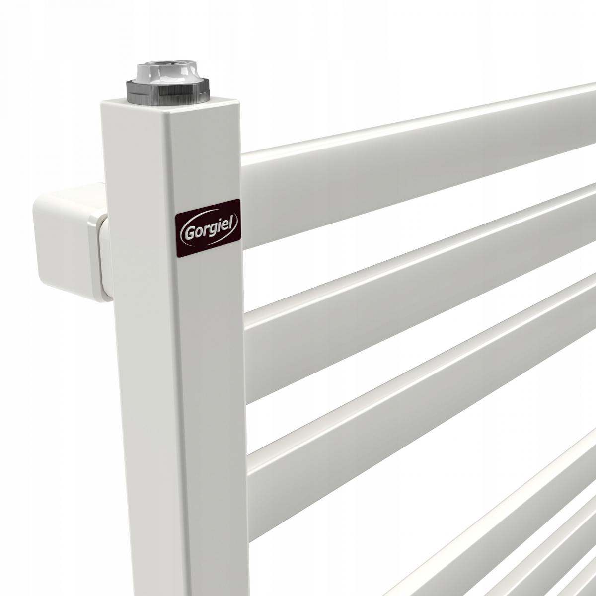 Grzejnik łazienkowy pionowy Amur A-19 75/53 313 W 730x530x75 01 biały dolny