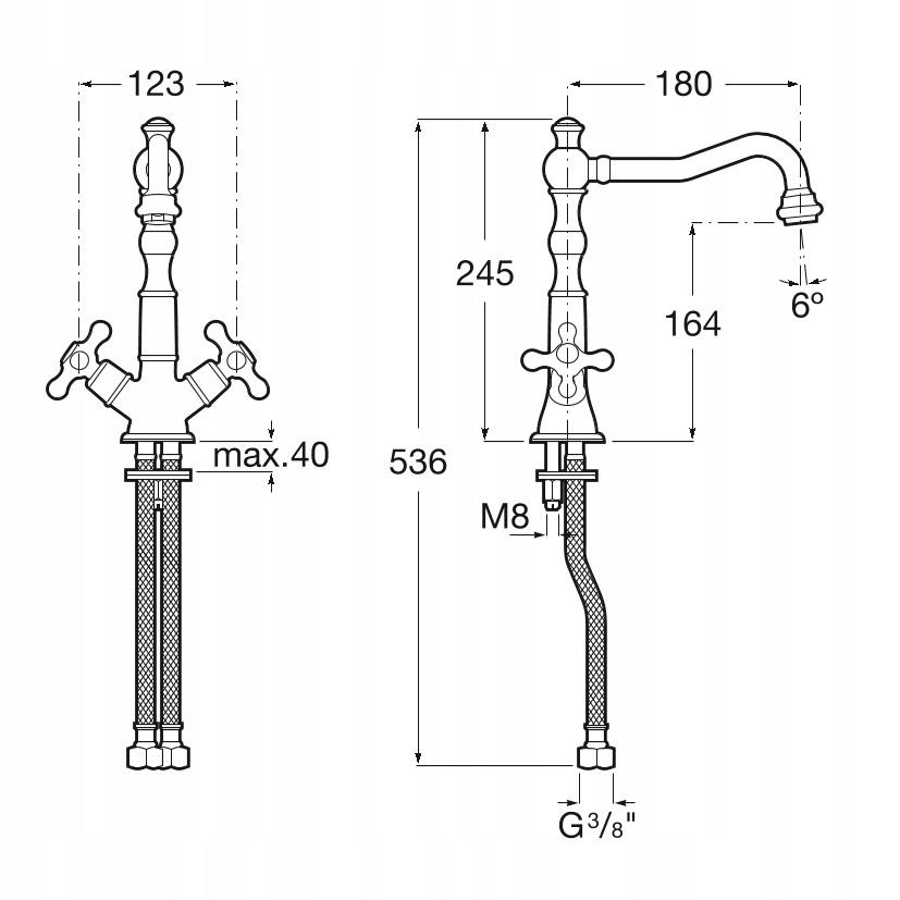 Bateria umywalkowa z uchwytem medycznym ARMATURA KRAKÓW MEDICO NEW chrom