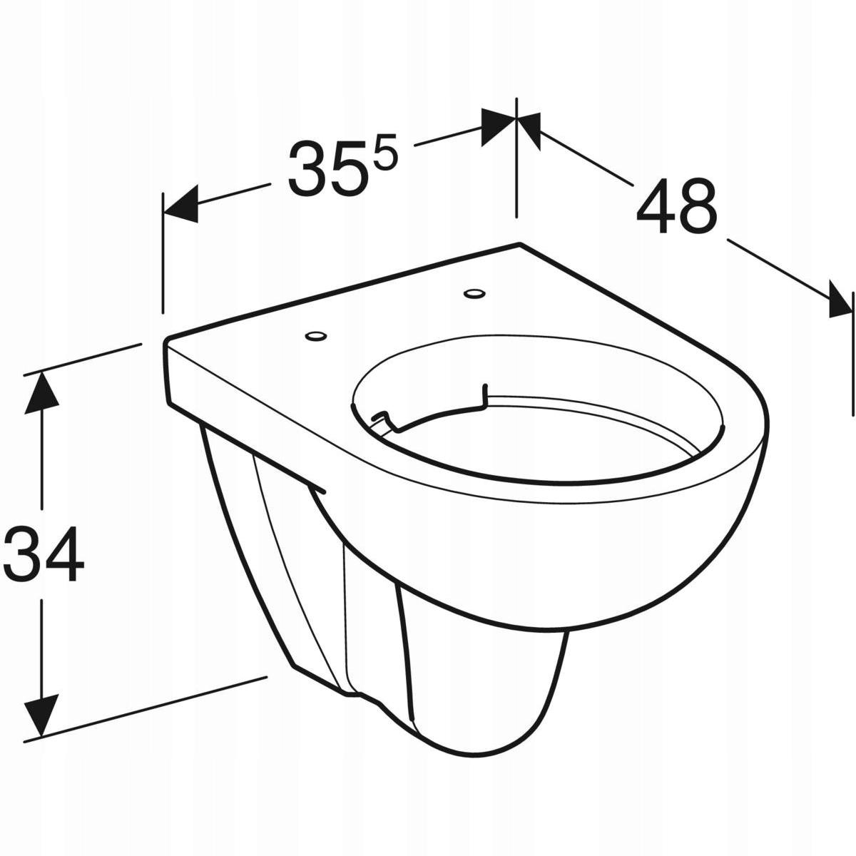 Miska wisząca WC Selnova Compact, lejowa, B35.5 cm, H34 cm, T48 cm, krótka,