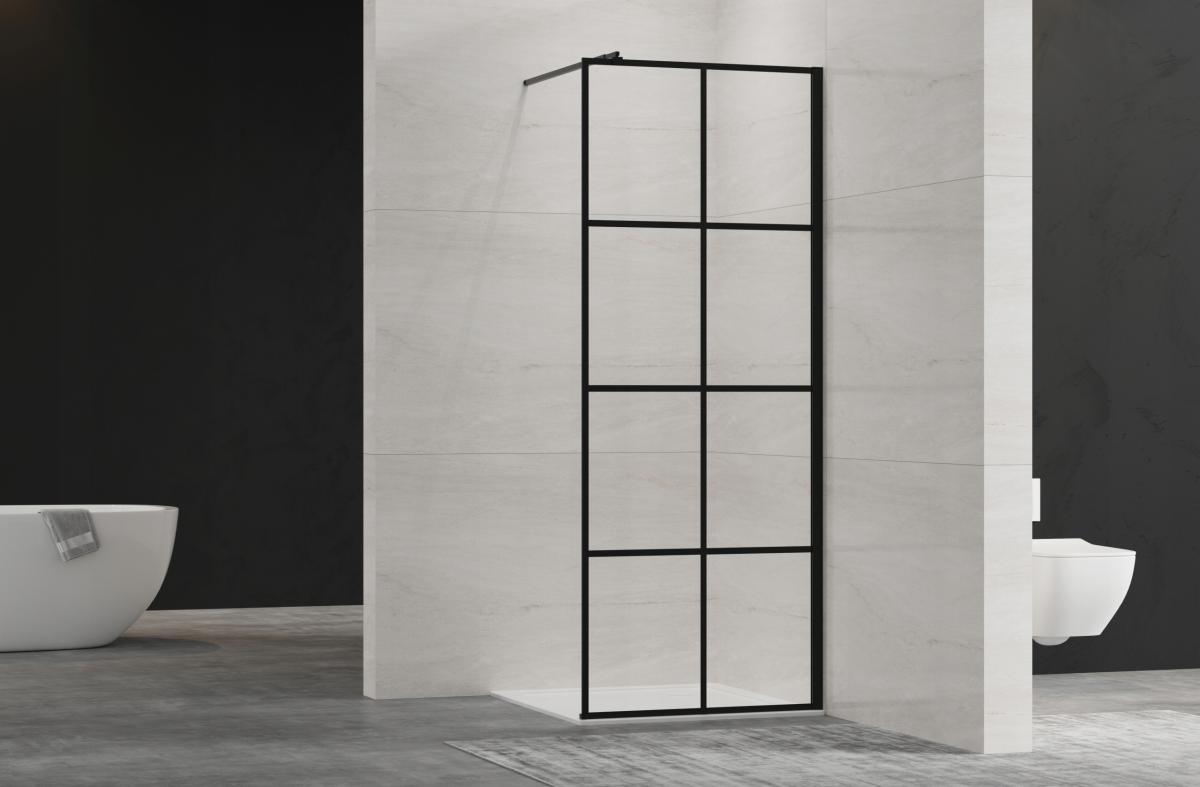 INVENA KABINA WALK-IN II 80X200CM GEOMETRYCZNA 8MM SHINY-GLASS CZARNY