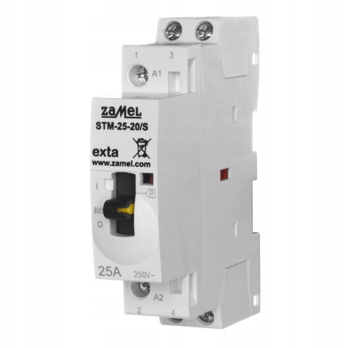 Stycznik modułowy ze sterowaniem ręcznym, instalacyjny 25A, 2xNO, 230V AC S