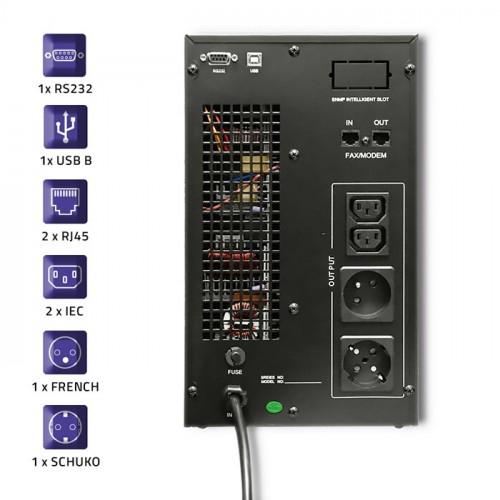 QOLTEC Zasilacz awaryjny UPS On-line Pure Sine Wave 3kVA 2.4kW LCD USB