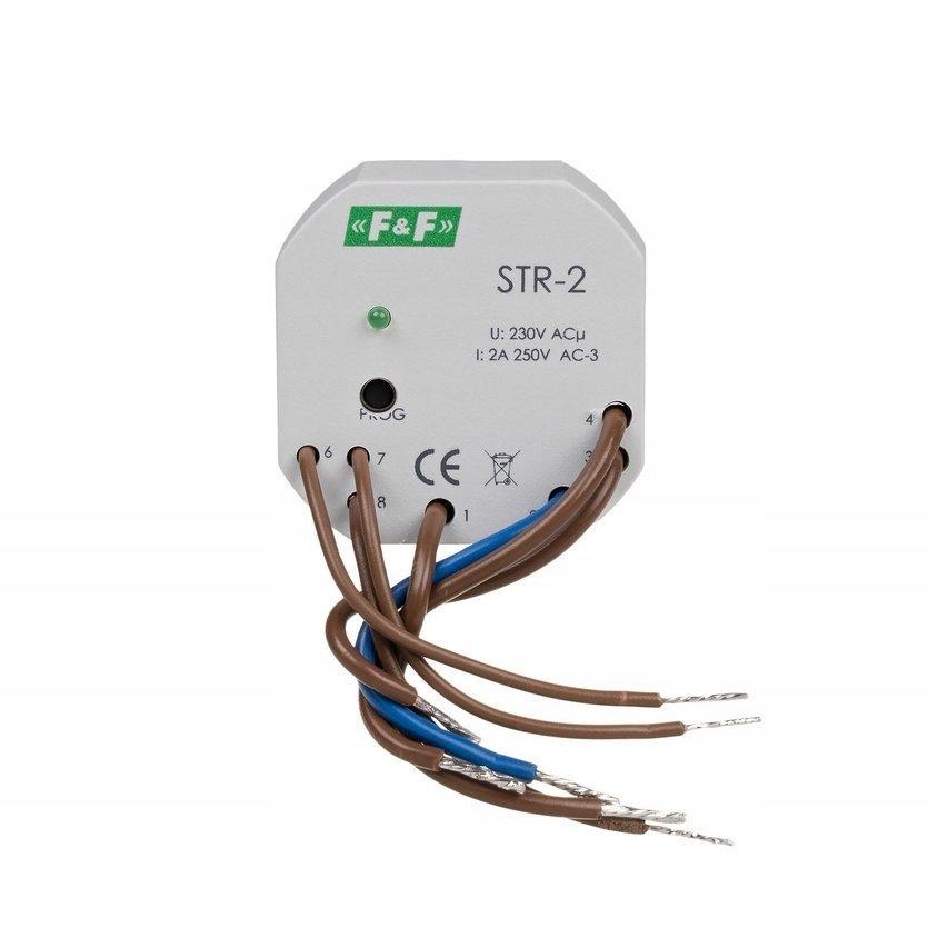 Sterownik rolet STR-1 dwuprzyciskowy, Un=230V AC, 8A, montaż w puszce podty