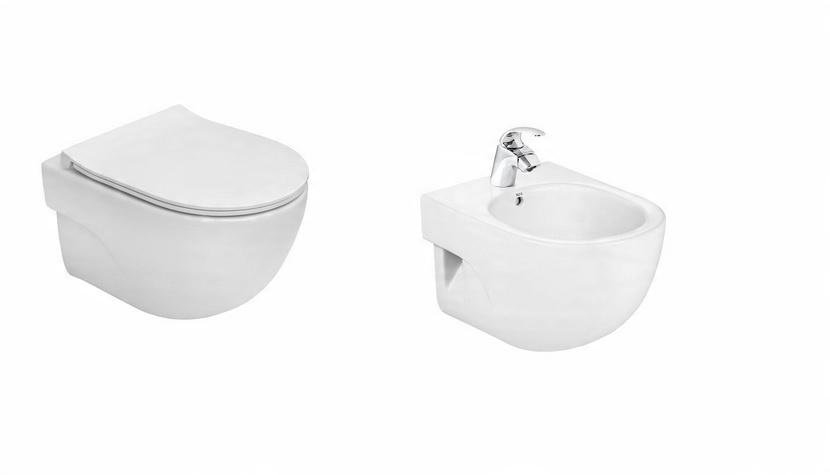 Miska wisząca MERIDIAN COMPACTO 48x36cm Rimless Deska wolnoopad. SLIM Biały