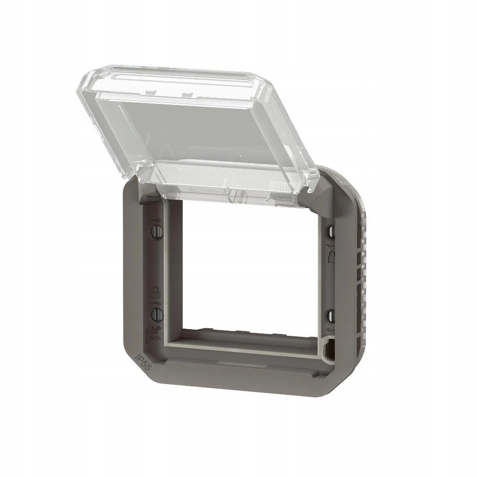 Adapter Arteor/Mosaic z przeźroczystą klapką, mechanizm 70,5x70,5mm - antra