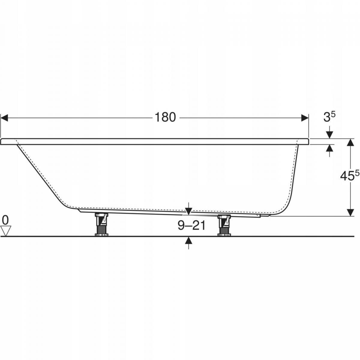 GEBERIT Wanna prostokątna Perfect 180x80 cm
