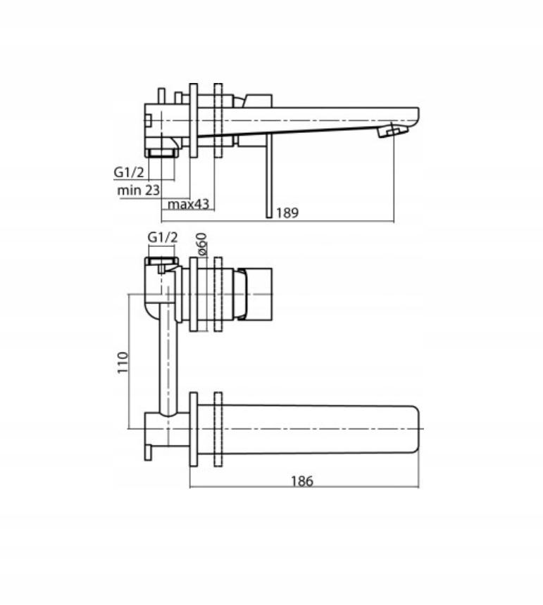LOFT BLACK Bateria umywalkowa podtynkowa z wylewką