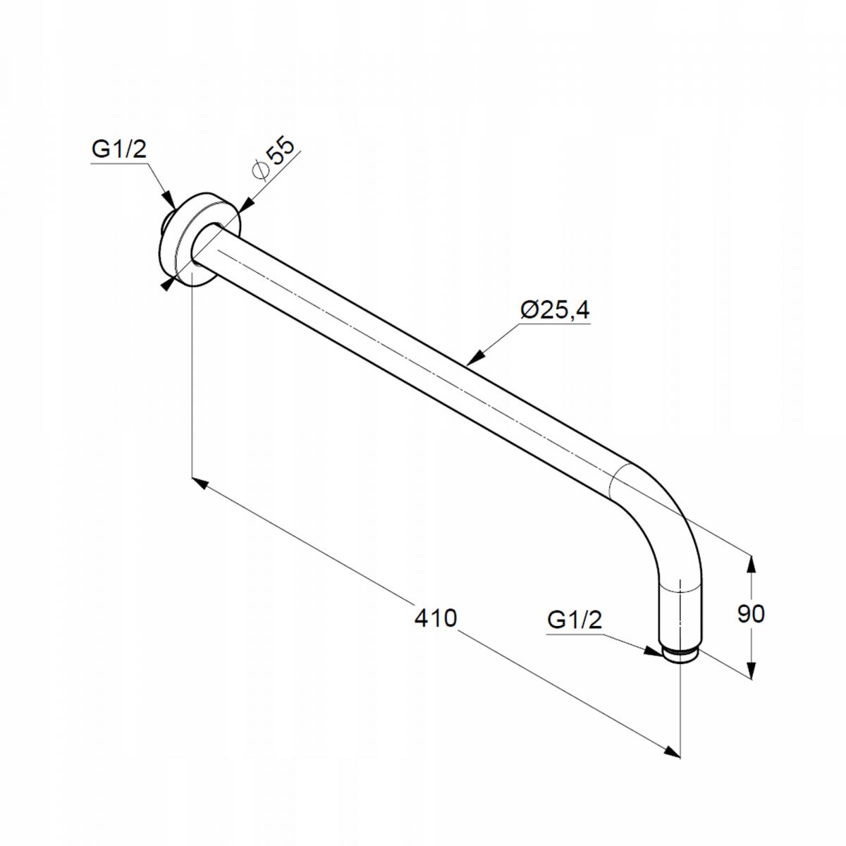 Ramię natrysku KLUDI A-QA 400 mm DN 15 złoty szczotkowany