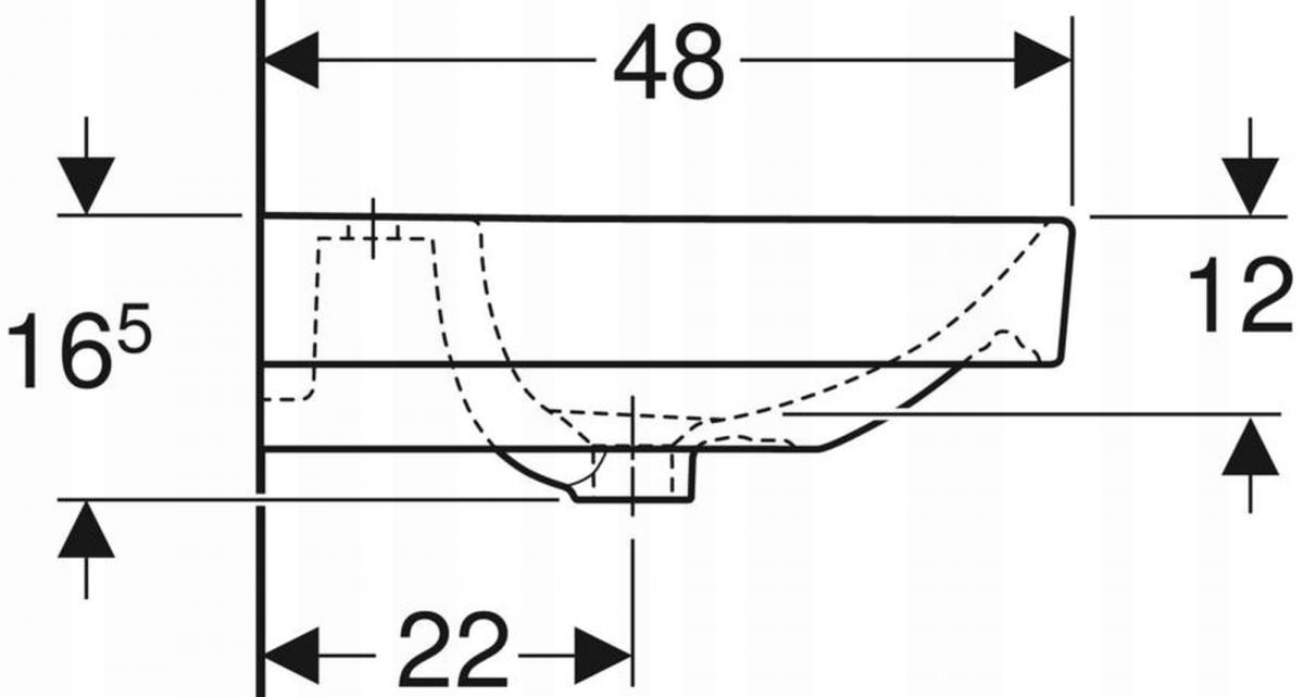 Umywalka Smyle Square B60 cm, H16.5 cm, T48 cm, z przelewem, z otworem na b