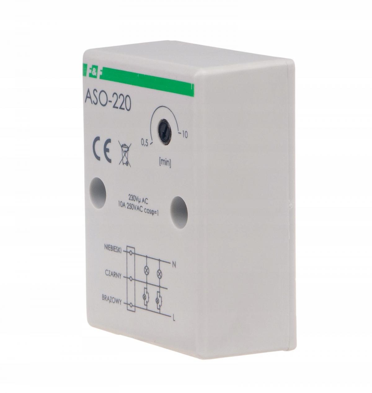 Automat schodowy ASO-220 Un=230V, I=10A, obudowa hermetyczna, przewód przył