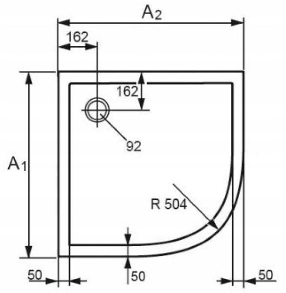 Brodzik min półokrągły HUPPE Purano 900/10900/1040/10cm biały