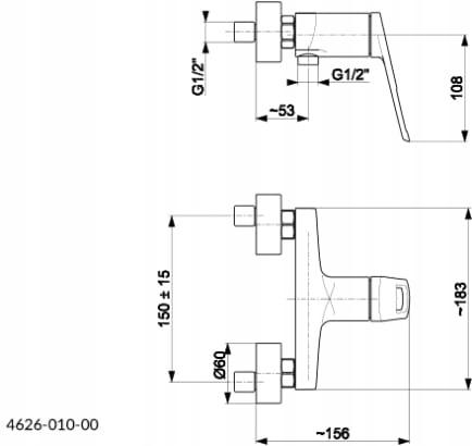 Bateria natryskowa ścienna ARMATURA KRAKÓW ANGELIT 2ot mosiężna biała-chrom