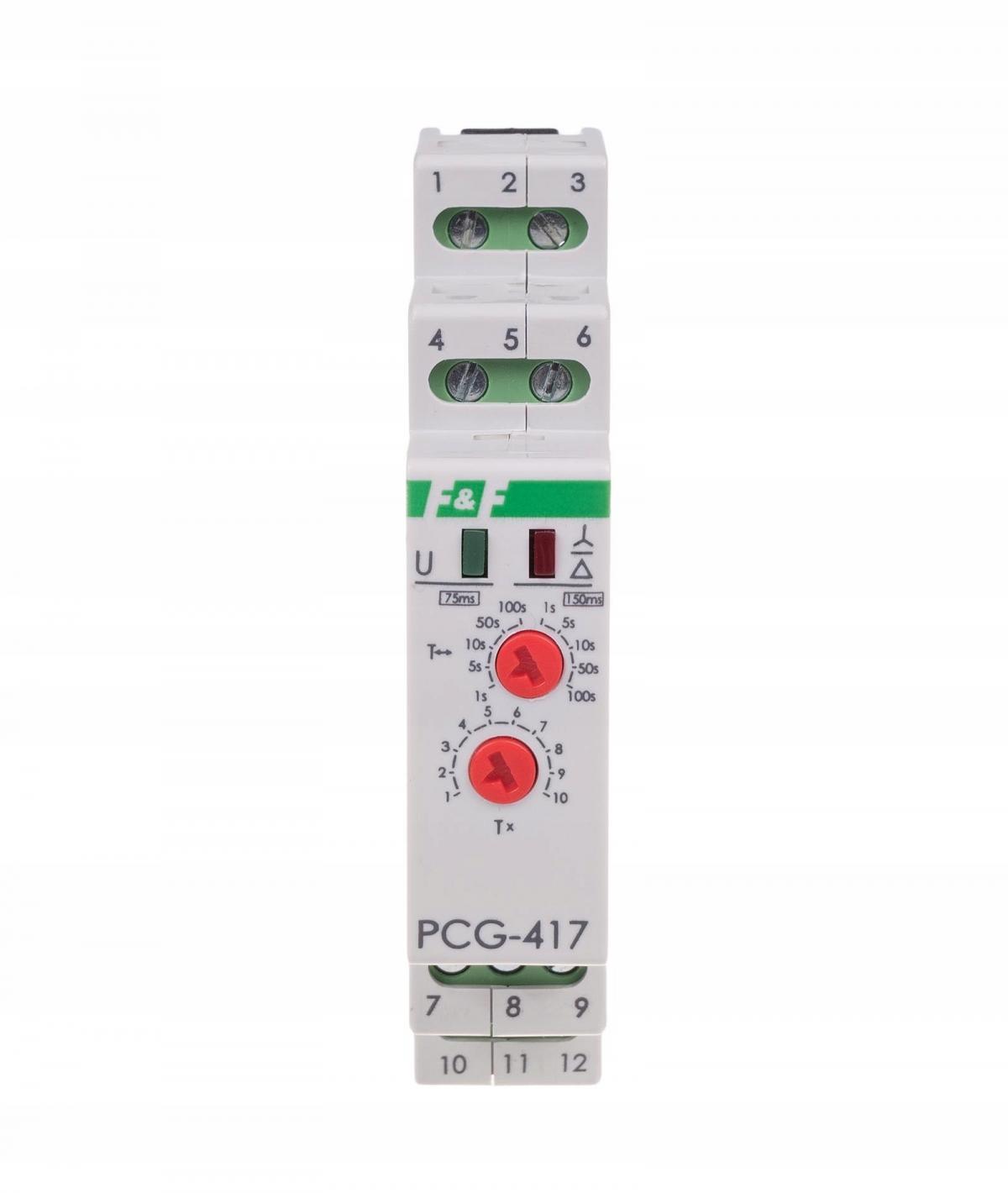 Sterownik czasowy PCG-417 gwiazda - trójkąt, styki: 1P,I=10A, 230VAC i 24V