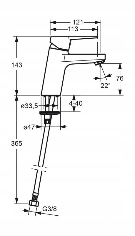 Bateria umywalkowa stojąca ROCA AROLA 1-uchwytowa 1-otworowa chrom