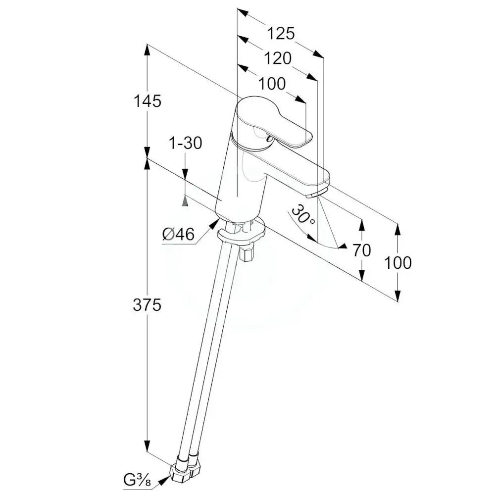 Bateria umywalkowa KLUDI PURE&EASY 70 1-uchwytowa mosiężna chrom