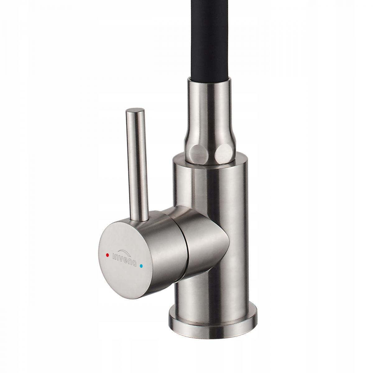 INVENA BATERIA ZLEWOZMYWAKOWA SILVA Z RUCHOMĄ WYLEWKĄ, INOX / CZARNA