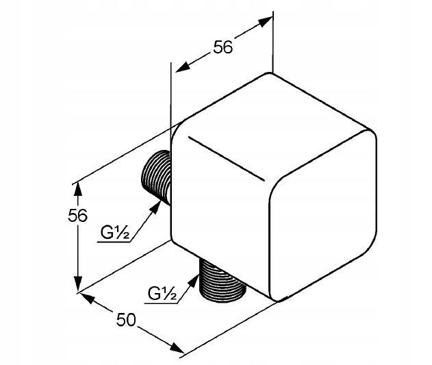 Przyłącze węża natryskowego kątowe KLUDI A-QA 56 x 56 x 50 mm chrom