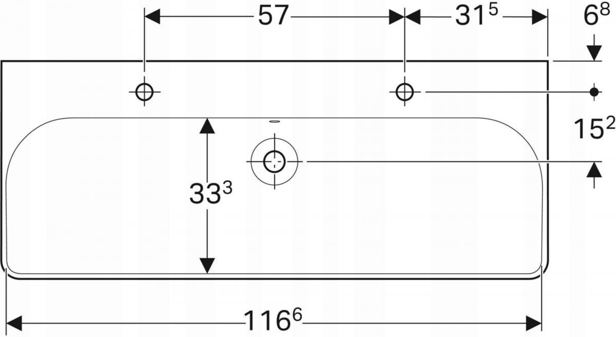 Umywalka Smyle Square B120 cm, H16.5 cm, T48 cm, z przelewem, z dwoma otwor