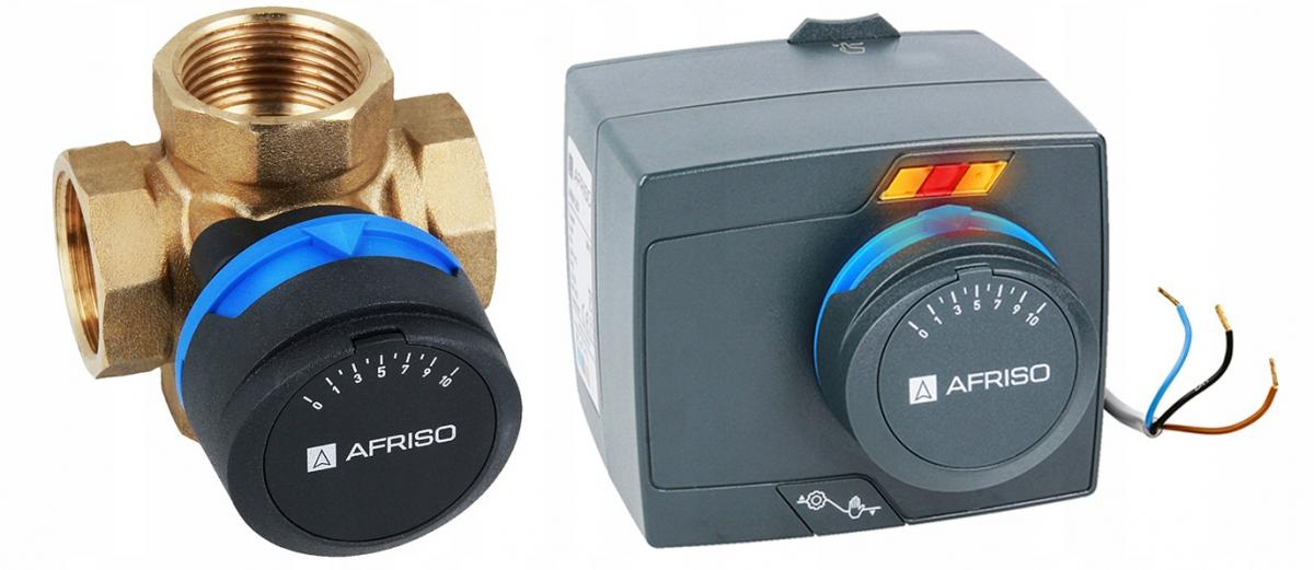 AFRISO Zestaw regulacyjny: 4-drogowy obrotowy zawór miesz + siłownik elektr