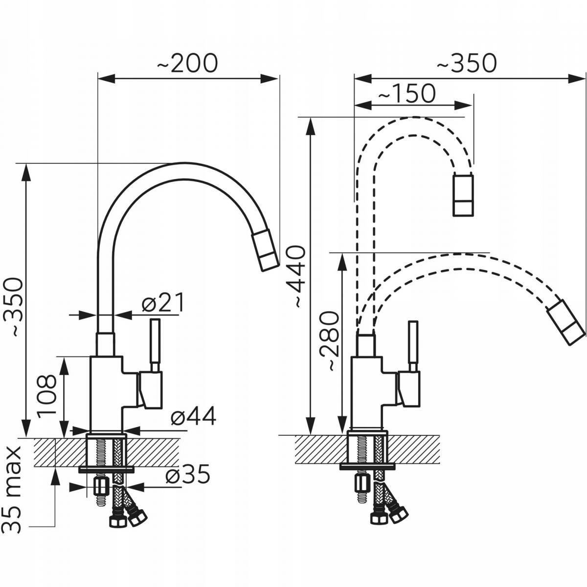 FERRO ZUMBA INOX BATERIA ZLEW,ELAST.WYL. ZŁOTY