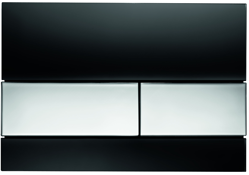 Przycisk spłukujący TECE square podwójny, szklany do WC szkło czarny/chrom