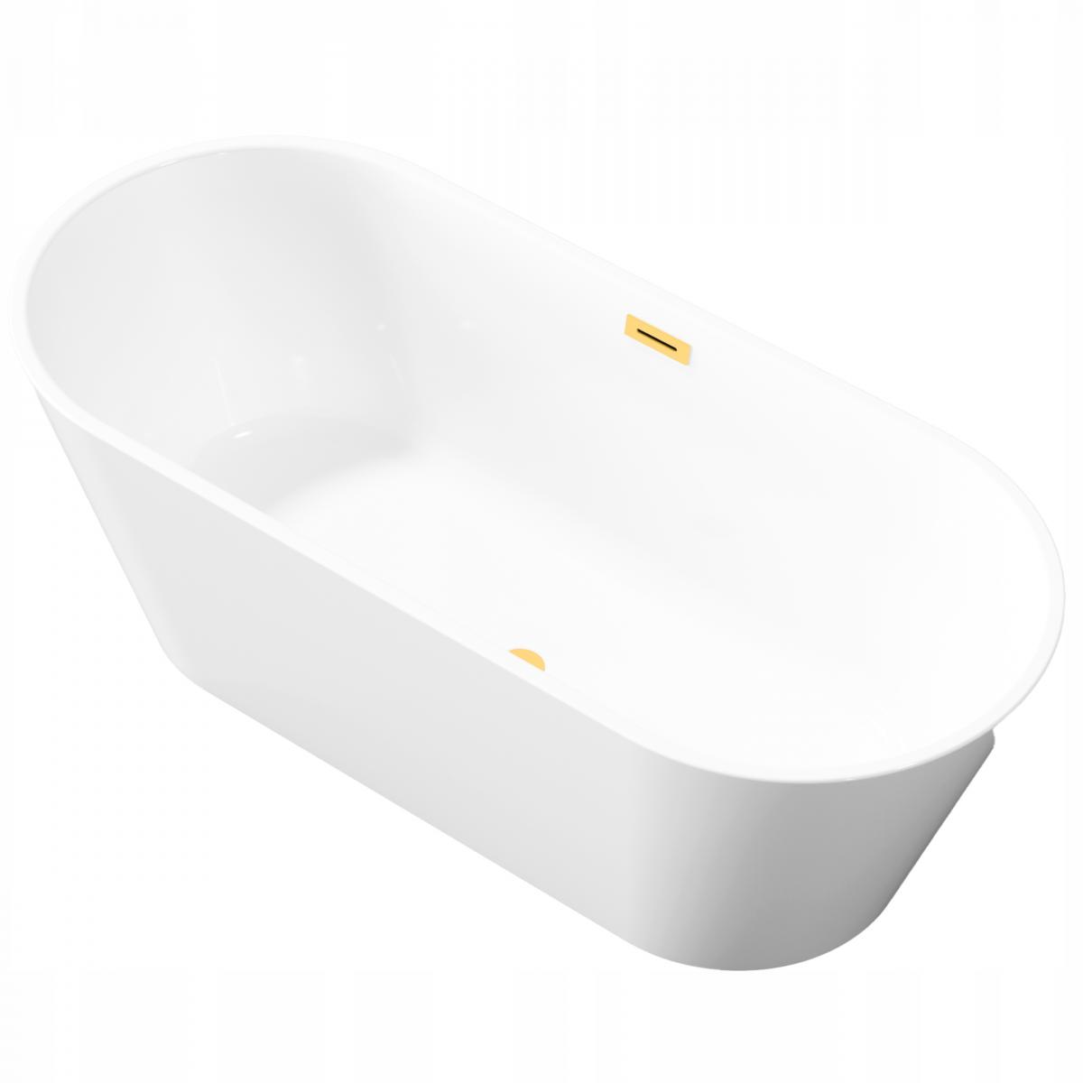 INVENA WANNA WOLNOSTOJĄCA 170 CM LIMNOS Z SYFONEM ZŁOTY
