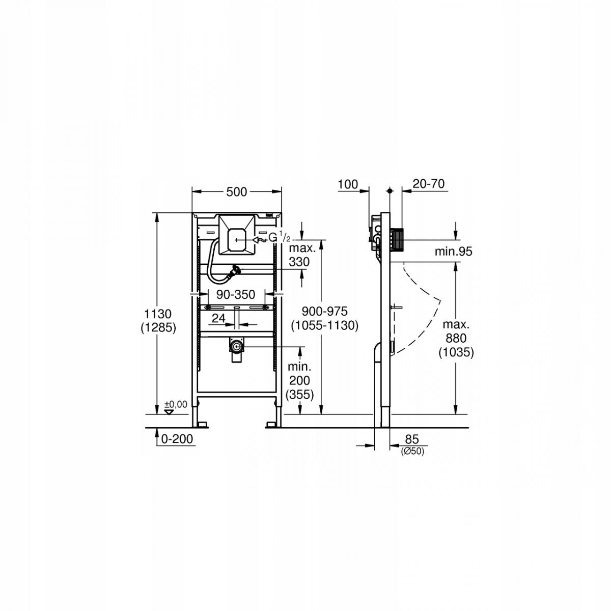Stelaż podtynkowy do pisuaru Grohe RAPID SL 38786001 48h