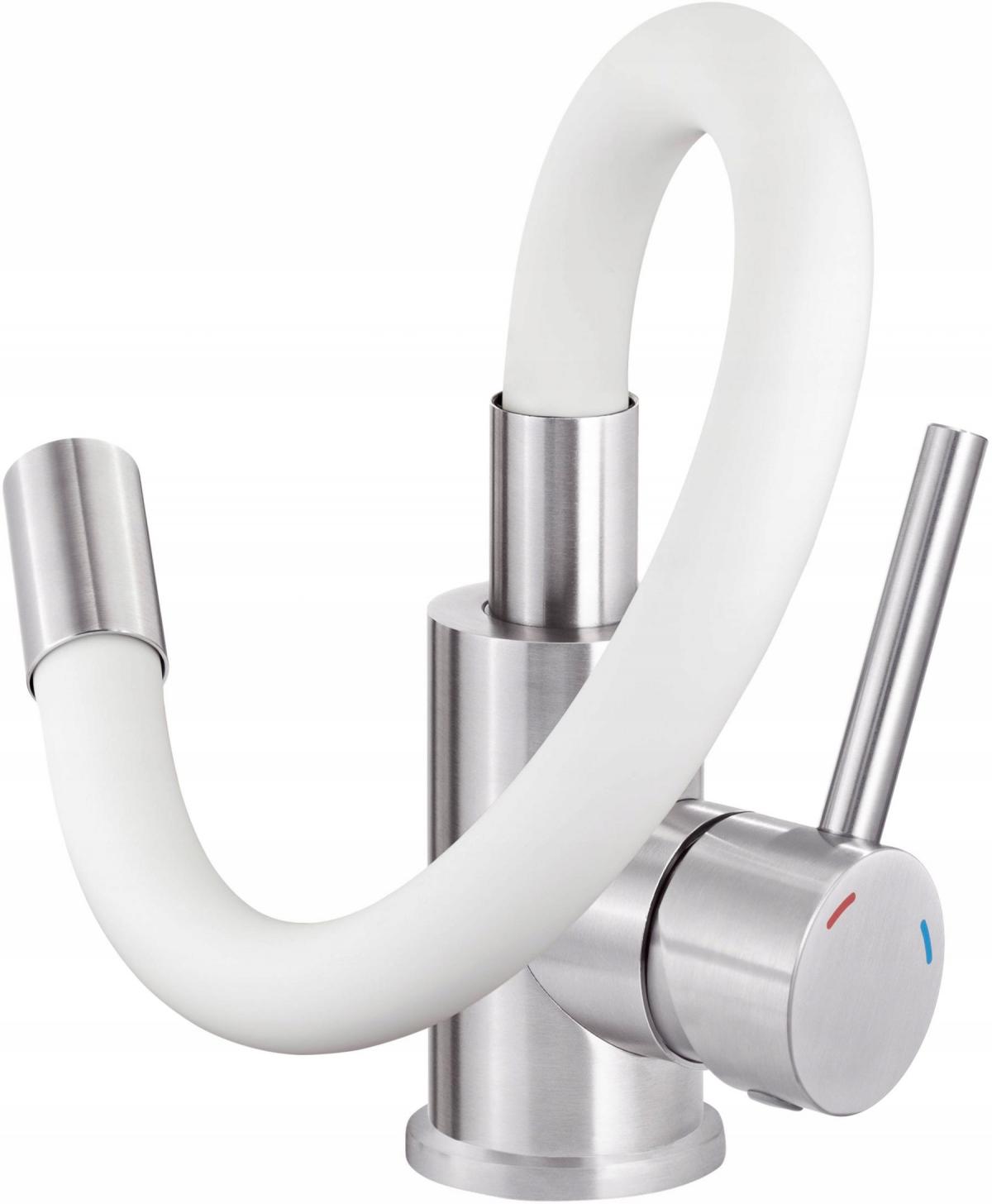 DEANTE Bateria kuchenna z giętą wylewką Luno, biały, stal