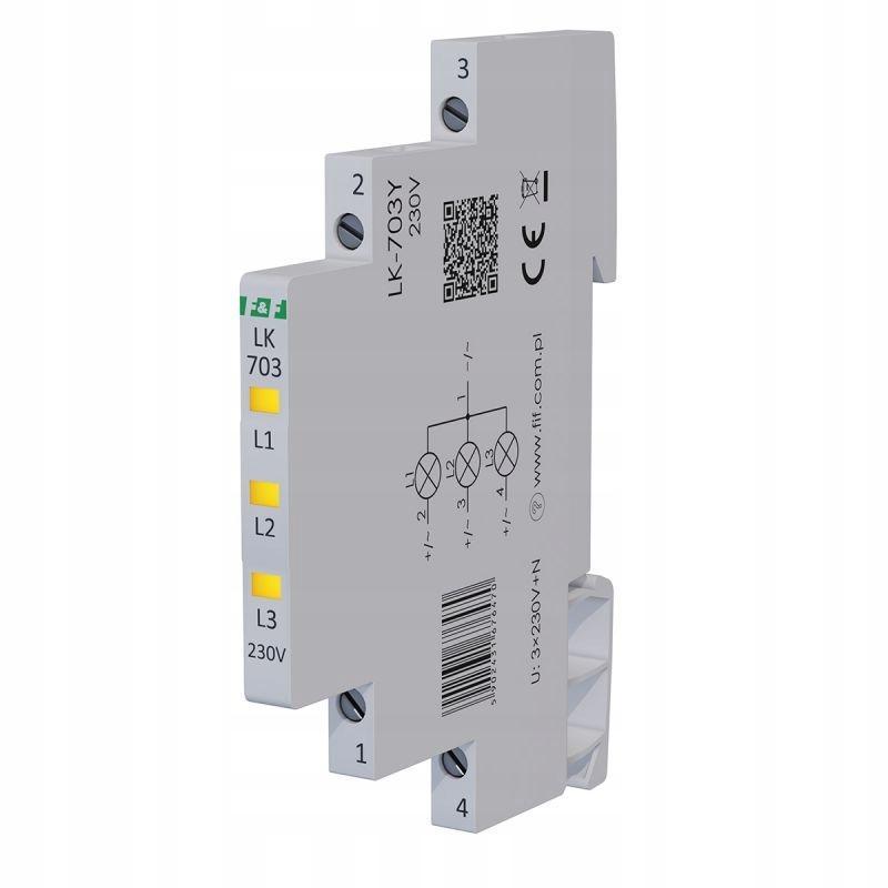 F&F Lampka kontrolna zasilania LK-703Y 1/3S 3X230V 3xLED żółta