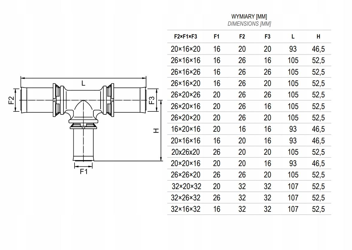 INVENA TRÓJNIK ZACISK 32X26X32 PROV