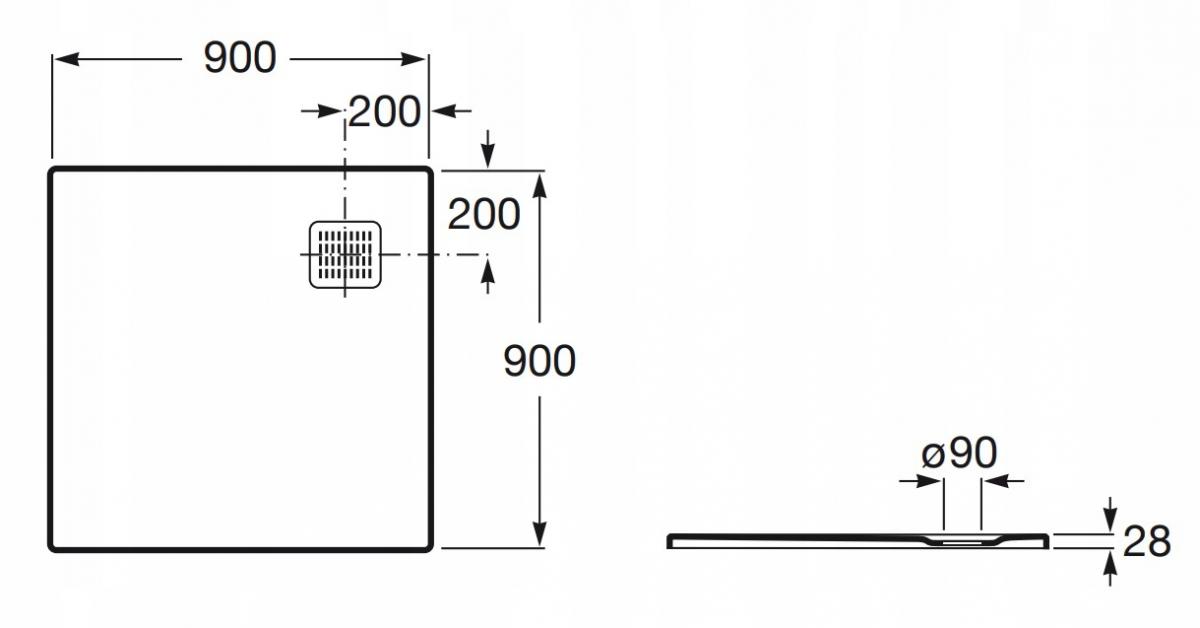 Brodzik prysznicowy kompozyt STONEX kwadrat 90x90x2.8cm TERRAN syfon osłona