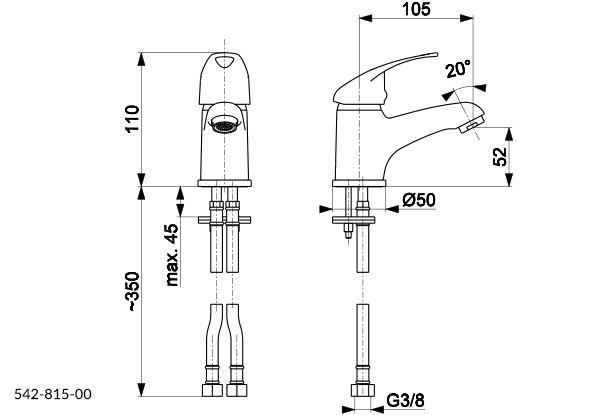 Bateria umywalkowa stojąca ARMATURA KRAKÓW KORUND 1-otw. mosiądz chrom