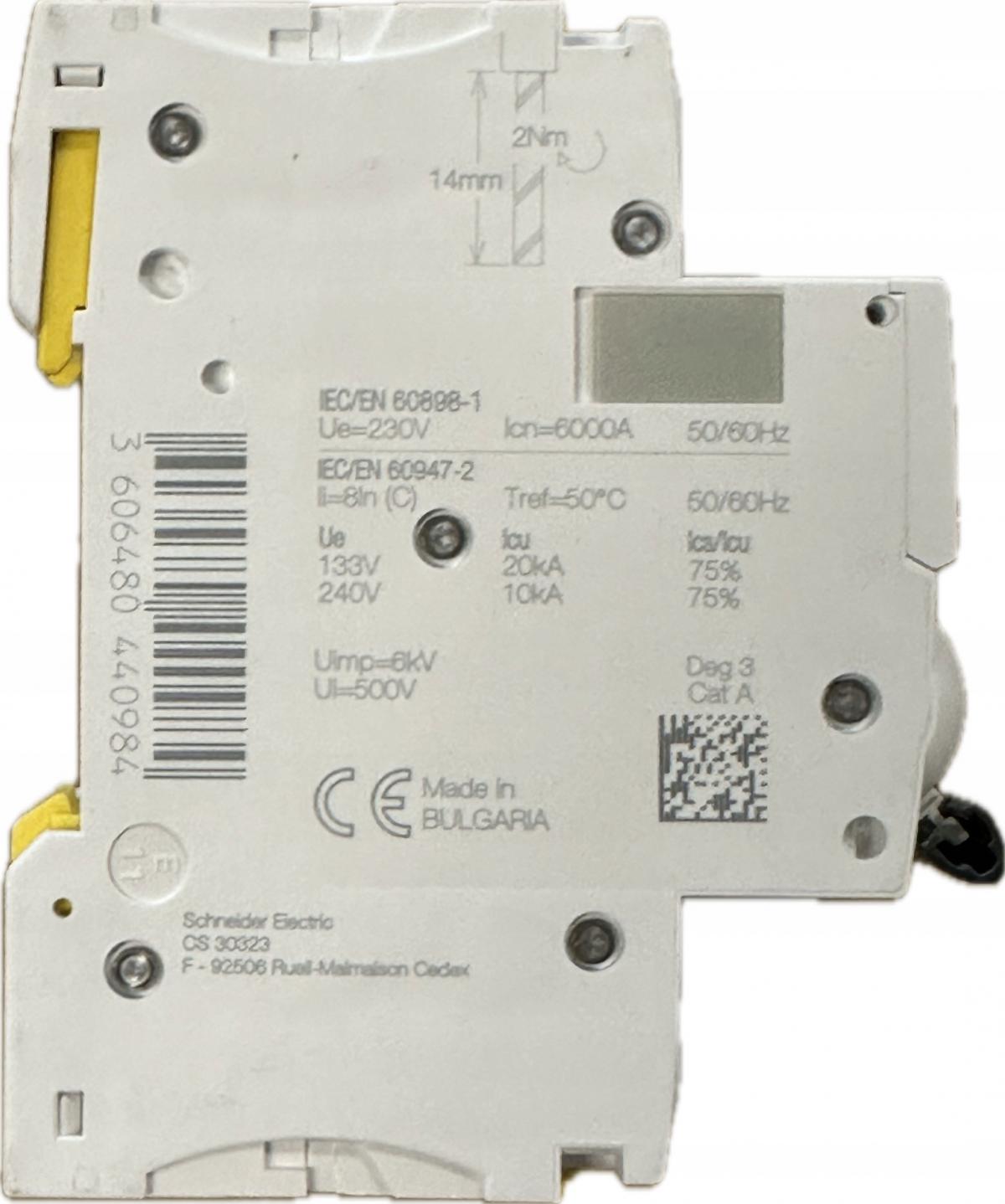 SCHNEIDER ELECTRIC Wyłącznik nadprądowy iC60N-C25-1N C 25A 1N-biegunowy